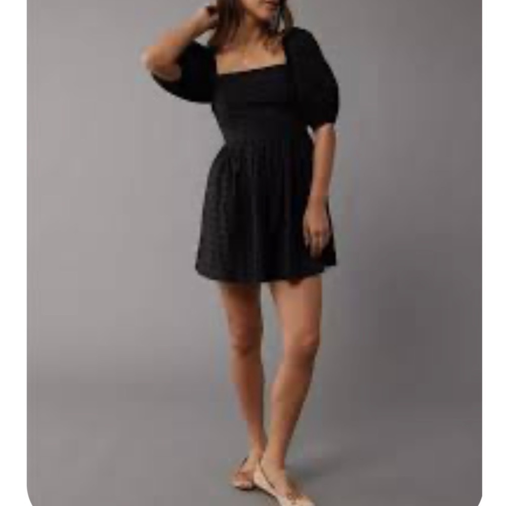 American Eagle Outfitters Black Puff Sleeve Mini Dress